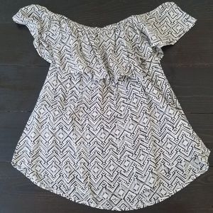 Off The Should Black & White Blouse